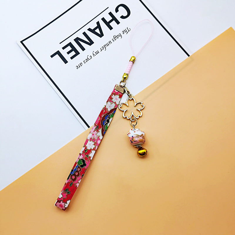 Wholesale Japanese Lucky Cat Bell Metal Keychains